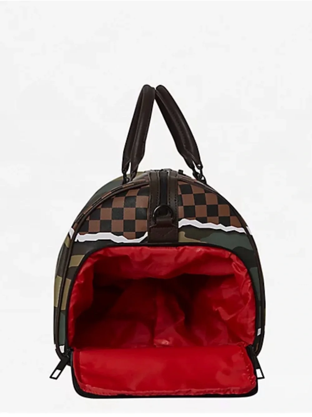 Sprayground Brown Green Camo Shark Duffel Bag limited edition